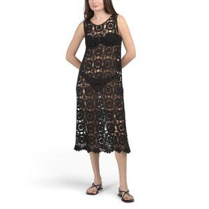 ADIVA Black Crochet Cover-up Dress